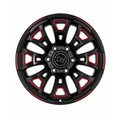Rims 17 Inch Matt Black+Milling+Red ET0 H*PCD 6X139.7 CB 110.1